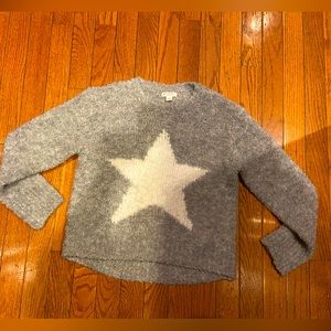 Soft and warm, new without tags, girls J.crew grey sweater with white star.